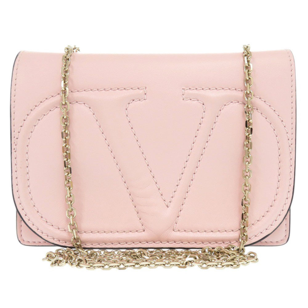 美品 ヴァレンティノ ガラヴァーニ レザー ピンク チェーンショルダーバッグ ショルダーバッグ 0671【中古】Valentino Garavani