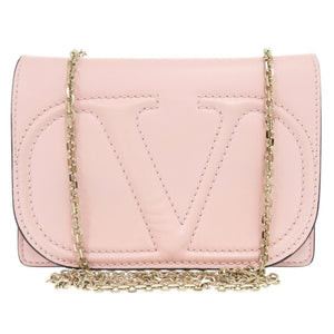 美品 ヴァレンティノ ガラヴァーニ レザー ピンク チェーンショルダーバッグ ショルダーバッグ 0671【中古】Valentino Garavani