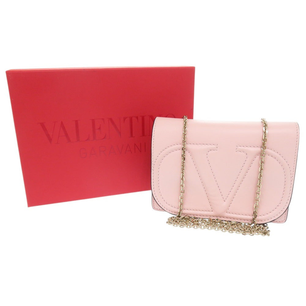美品 ヴァレンティノ ガラヴァーニ レザー ピンク チェーンショルダーバッグ ショルダーバッグ 0671【中古】Valentino Garavani
