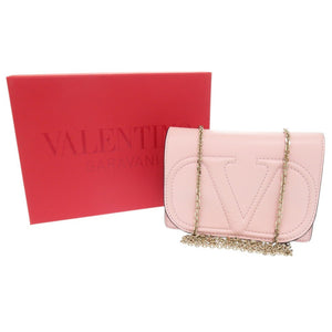 美品 ヴァレンティノ ガラヴァーニ レザー ピンク チェーンショルダーバッグ ショルダーバッグ 0671【中古】Valentino Garavani