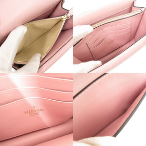 美品 ヴァレンティノ ガラヴァーニ レザー ピンク チェーンショルダーバッグ ショルダーバッグ 0671【中古】Valentino Garavani
