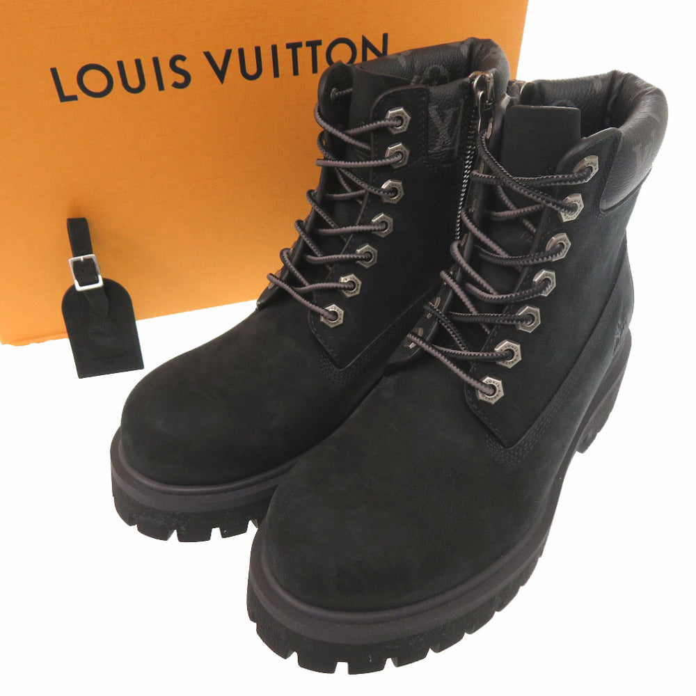 新品同様 ルイ ヴィトン Timberland コラボ アンクルブーツ ティンバーランド FA0274 レザー ブラック LV 0703【中古】LOUIS VUITTON