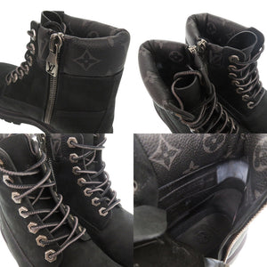 新品同様 ルイ ヴィトン Timberland コラボ アンクルブーツ ティンバーランド FA0274 レザー ブラック LV 0703【中古】LOUIS VUITTON