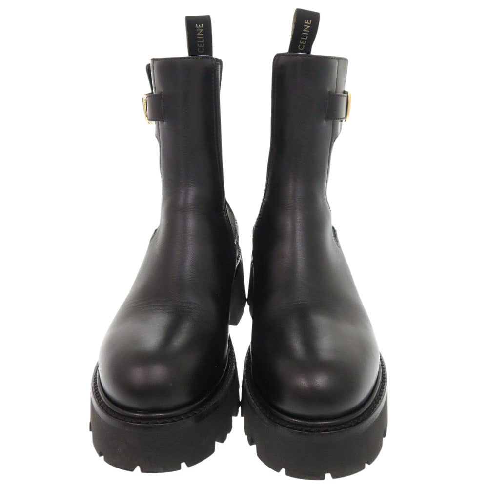 美品 セリーヌ トリオンフ サイズ37 レザー ブラック チェルシーブーツ ブーツ 黒 0713【中古】CELINE