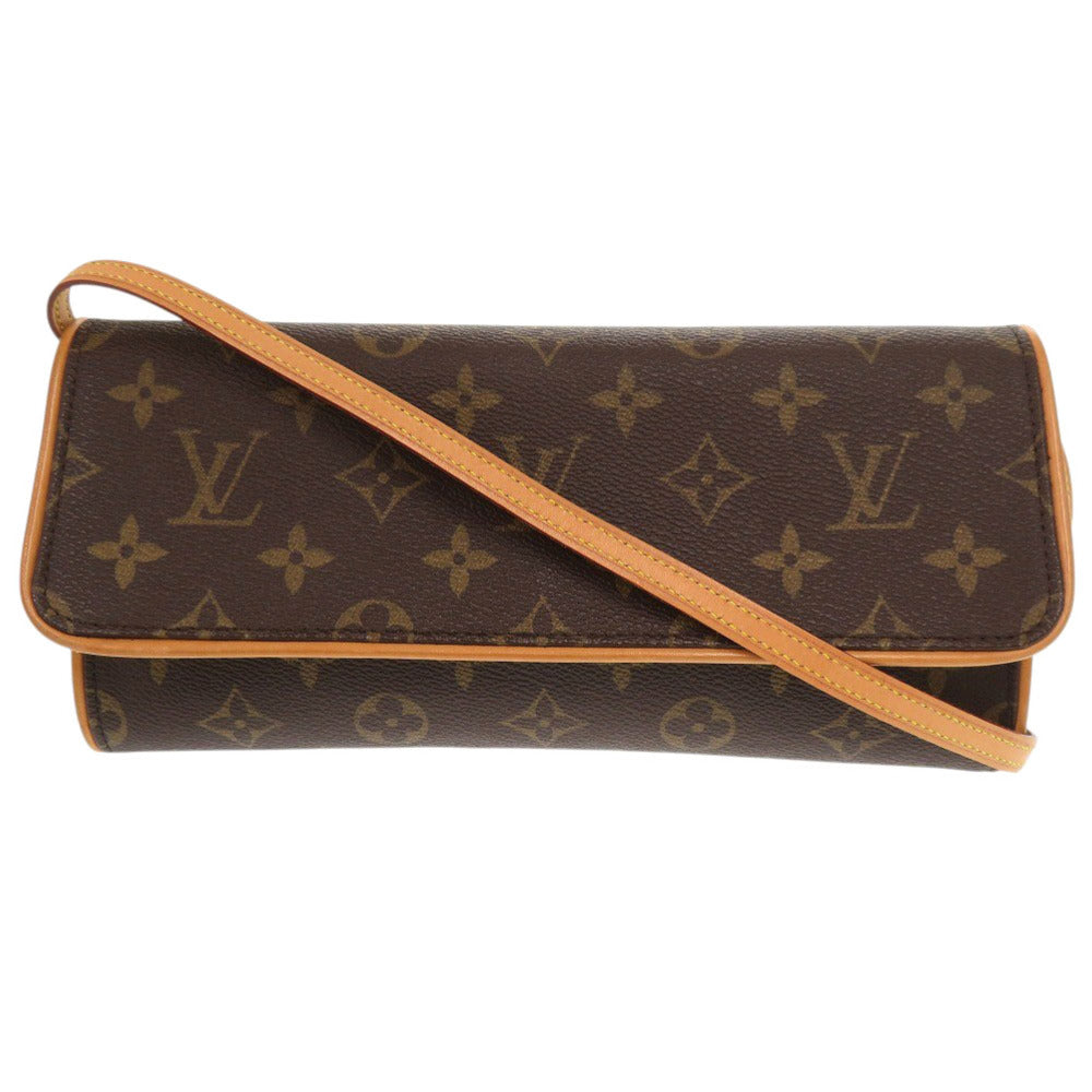 美品 ルイ ヴィトン ポシェットツイン GM モノグラム M51852 ブラウン ショルダーバッグ LV 0734【中古】LOUIS VUITTON