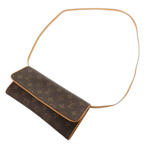 美品 ルイ ヴィトン ポシェットツイン GM モノグラム M51852 ブラウン ショルダーバッグ LV 0734【中古】LOUIS VUITTON