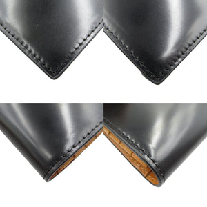 未使用 ロカド シェルコードバン イタリア馬革 ブラック 二つ折り 長財布 0740【中古】ROCADO