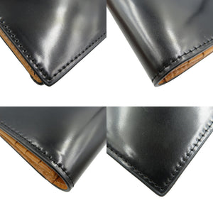 未使用 ロカド シェルコードバン イタリア馬革 ブラック 二つ折り 長財布 0742【中古】ROCADO