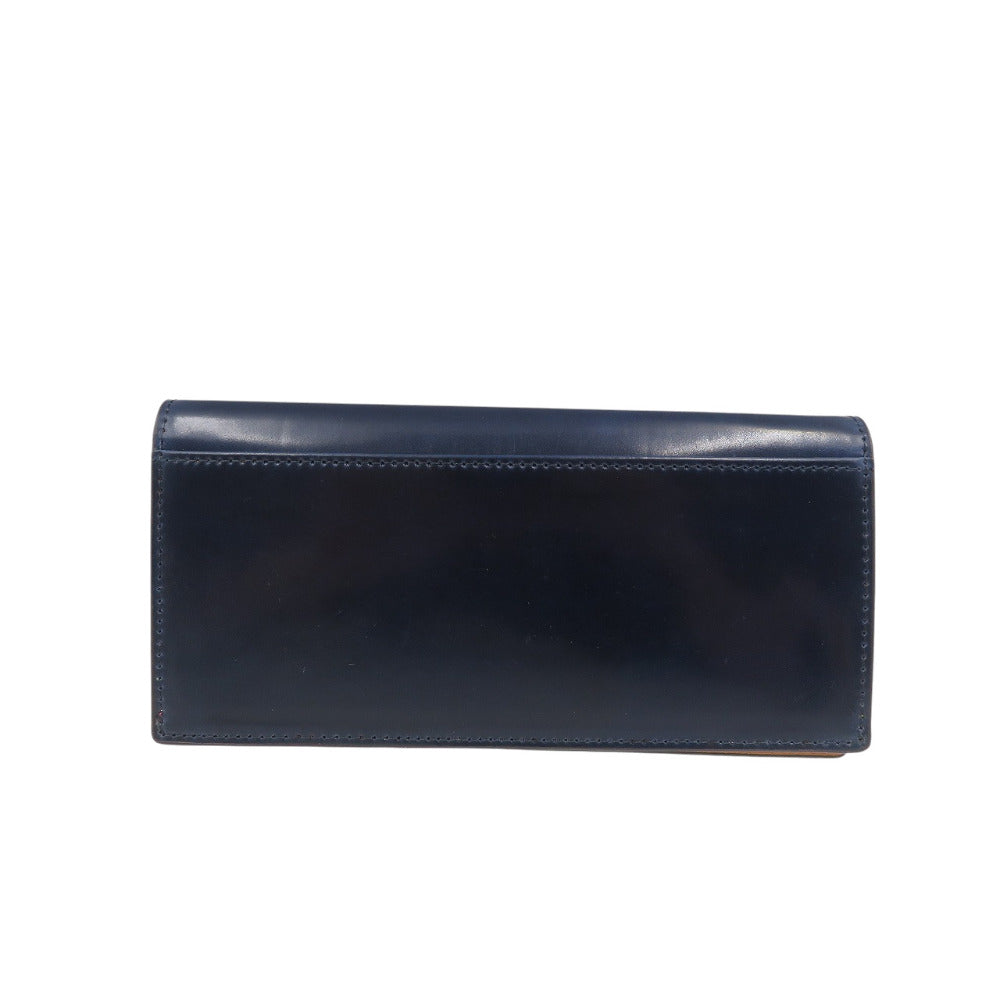 未使用 ロカド シェルコードバン イタリア馬革 ネイビー 二つ折り 長財布 0743【中古】ROCADO