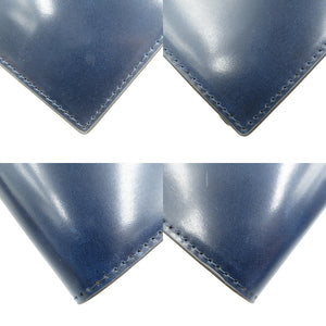 未使用 ロカド シェルコードバン イタリア馬革 ネイビー 二つ折り 長財布 0743【中古】ROCADO