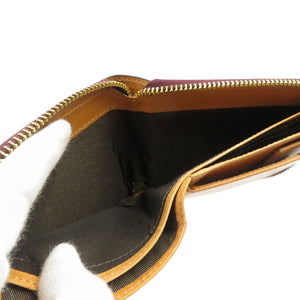 未使用 ロカド シェルコードバン イタリア馬革 ダークブラウンラウンドファスナー 二つ折り財布 0744【中古】ROCADO