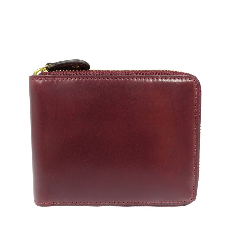 未使用 ロカド シェルコードバン イタリア馬革 ダークブラウンラウンドファスナー 二つ折り財布 0744【中古】ROCADO