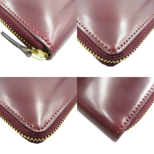 未使用 ロカド シェルコードバン イタリア馬革 ダークブラウンラウンドファスナー 二つ折り財布 0744【中古】ROCADO