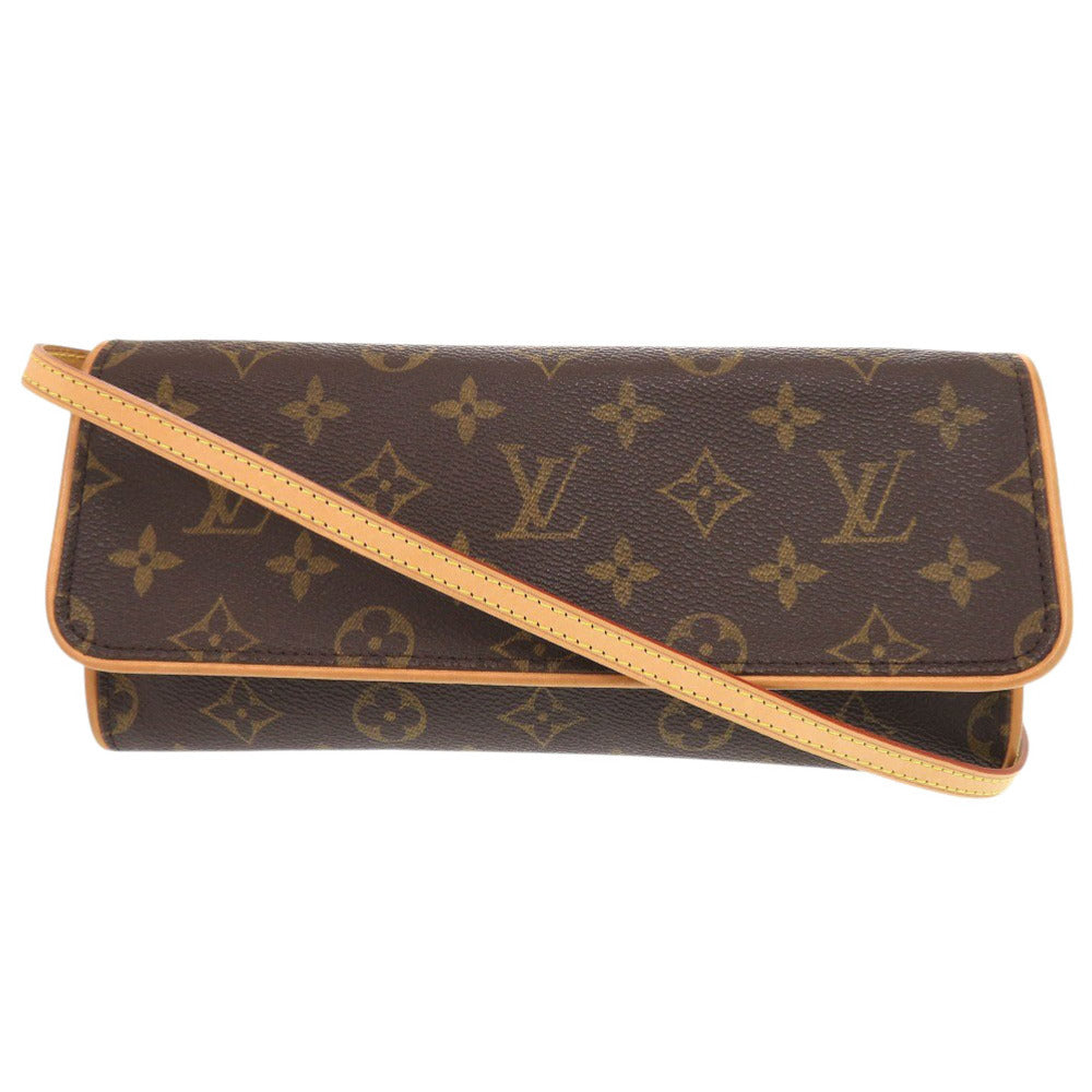 美品 ルイ ヴィトン ポシェットツイン GM モノグラム M51852 ブラウン ショルダーバッグ LV 0762【中古】LOUIS VUITTON