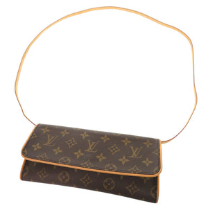 美品 ルイ ヴィトン ポシェットツイン GM モノグラム M51852 ブラウン ショルダーバッグ LV 0762【中古】LOUIS VUITTON