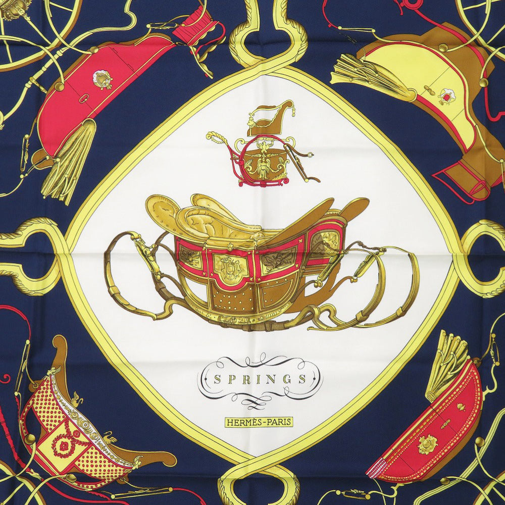 美品 エルメス カレ90 SPRINGS シルク マルチカラー スカーフ 0777【中古】HERMES