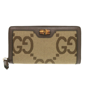 未使用 グッチ ジャンボGG バンブー 658634 キャンバス/レザー ブラウン 長財布 0783【中古】GUCCI