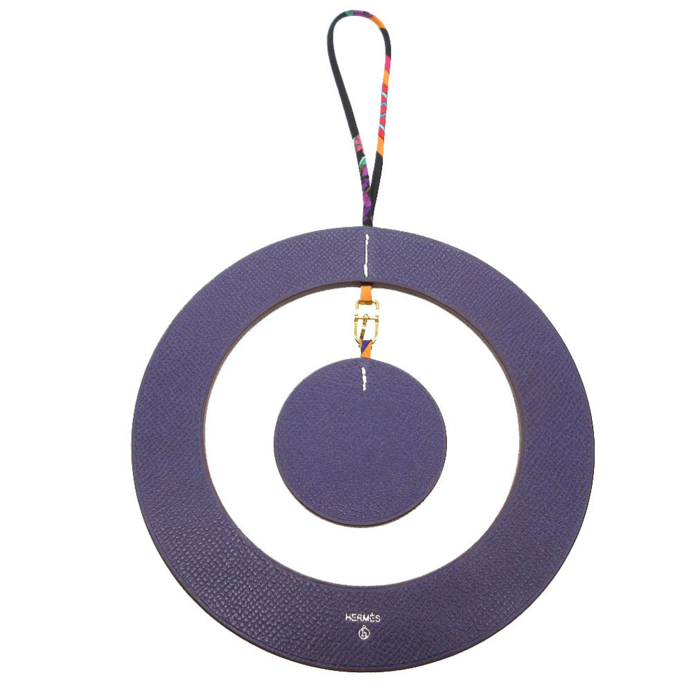 未使用品 エルメス プティアッシュ サークル チャーム キーホルダー ヴォーエプソン バイオレット 紫 0790【中古】HERMES