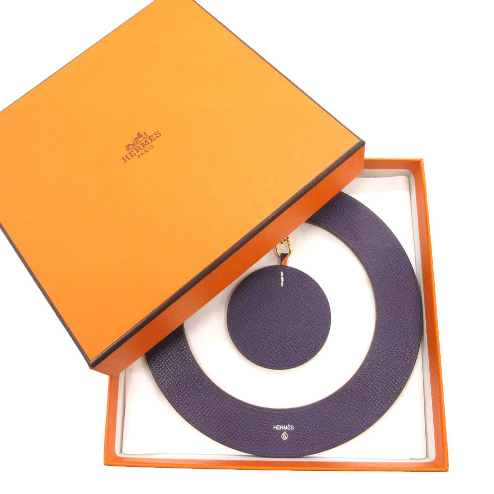 未使用品 エルメス プティアッシュ サークル チャーム キーホルダー ヴォーエプソン バイオレット 紫 0790【中古】HERMES