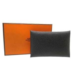 美品 エルメス カルヴィ カードケース シェーブル ブラック 黒 Z刻印(2021年製) 0829【中古】HERMES