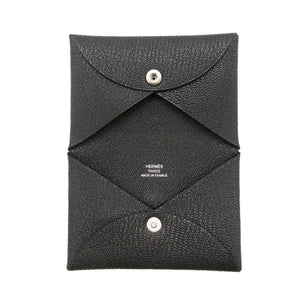 美品 エルメス カルヴィ カードケース シェーブル ブラック 黒 Z刻印(2021年製) 0829【中古】HERMES