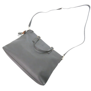 美品 グッチ バンブー 365345 レザー グレー トートバッグ 0835【中古】GUCCI