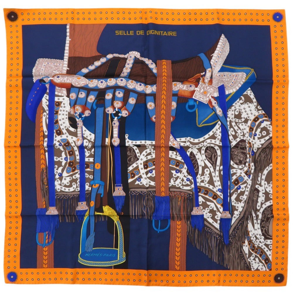 新品同様 エルメス カレ90 SELLE DE DIGNITAIRE 高官の鞍 シルク マルチカラー スカーフ 0837【中古】HERMES