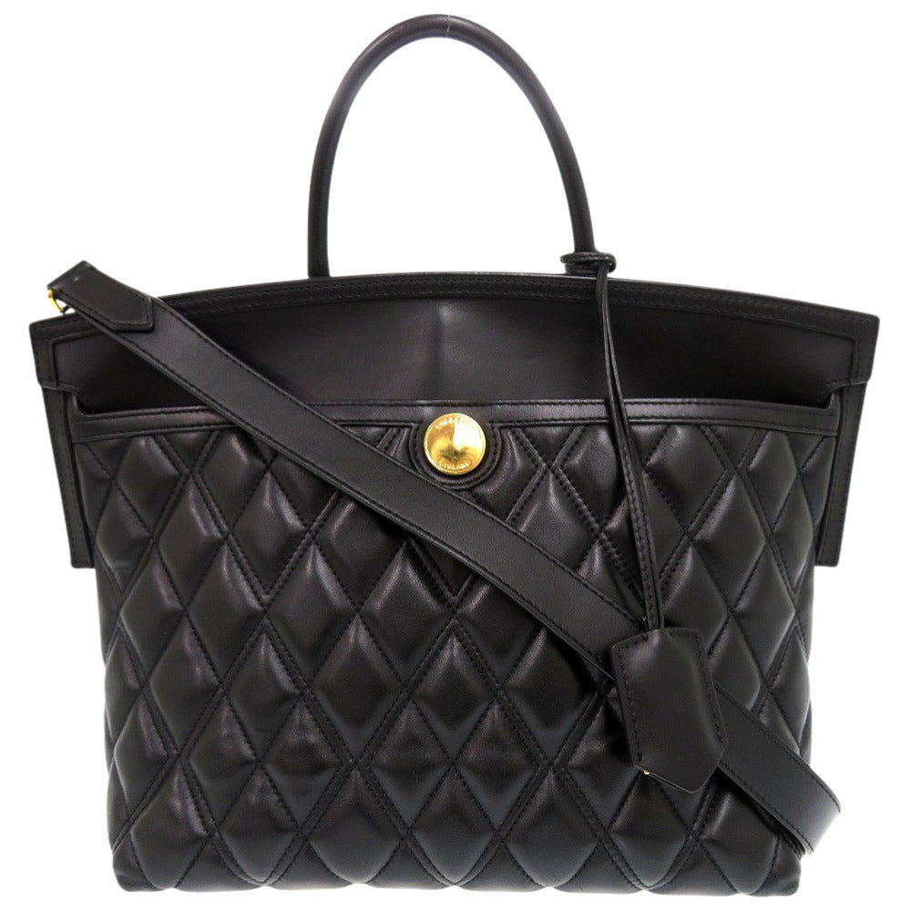 バーバリー レザー ブラック 2WAY ハンドバッグ ショルダーバッグ 黒 0874【中古】BURBERRY