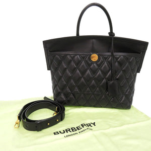 バーバリー レザー ブラック 2WAY ハンドバッグ ショルダーバッグ 黒 0874【中古】BURBERRY