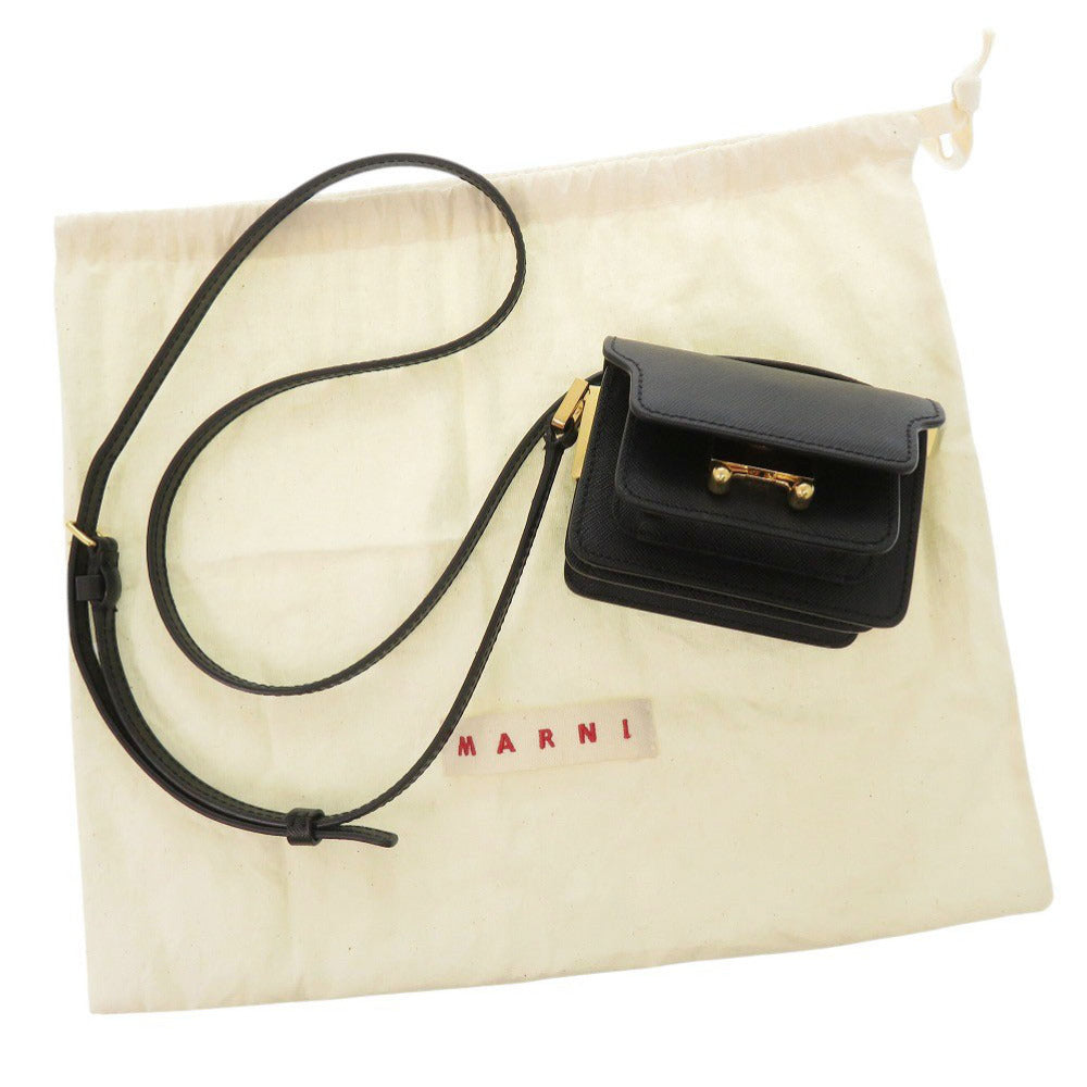 新品同様 マルニ ミニ トランク レザー ブラック ショルダーバッグ 黒 0901【中古】MARNI
