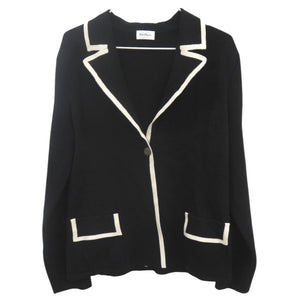新品同様 サルヴァトーレフェラガモ ウール サイズL ブラック ホワイト ニットジャケット アウター 0918【中古】Salvatore Ferragamo