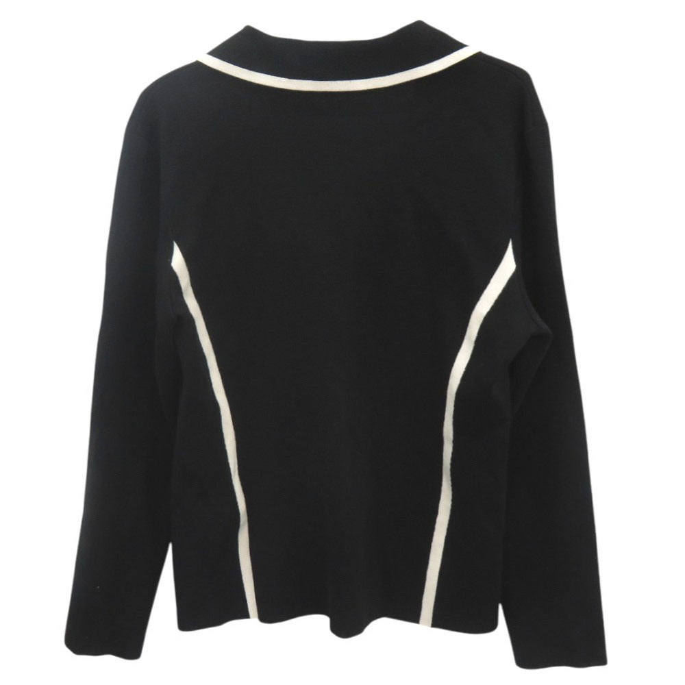 新品同様 サルヴァトーレフェラガモ ウール サイズL ブラック ホワイト ニットジャケット アウター 0918【中古】Salvatore Ferragamo