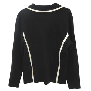 新品同様 サルヴァトーレフェラガモ ウール サイズL ブラック ホワイト ニットジャケット アウター 0918【中古】Salvatore Ferragamo