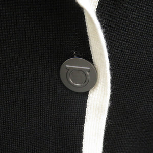 新品同様 サルヴァトーレフェラガモ ウール サイズL ブラック ホワイト ニットジャケット アウター 0918【中古】Salvatore Ferragamo