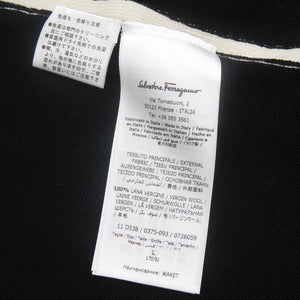 新品同様 サルヴァトーレフェラガモ ウール サイズL ブラック ホワイト ニットジャケット アウター 0918【中古】Salvatore Ferragamo