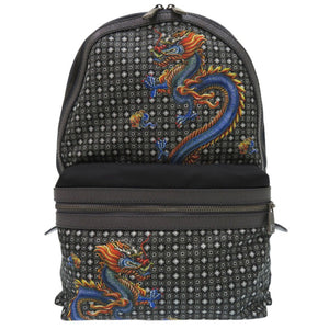 新品同様 ドルチェアンドガッバーナ リュック デイパック 幾何学模様 ドラゴン 龍 ナイロン レザー ブラック 0957【中古】DOLCE&GABBANA