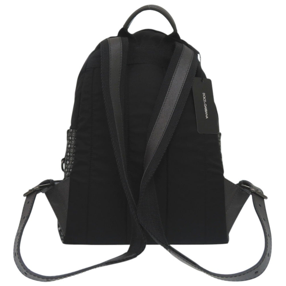 新品同様 ドルチェアンドガッバーナ リュック デイパック 幾何学模様 ドラゴン 龍 ナイロン レザー ブラック 0957【中古】DOLCE&GABBANA