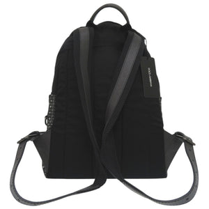 新品同様 ドルチェアンドガッバーナ リュック デイパック 幾何学模様 ドラゴン 龍 ナイロン レザー ブラック 0957【中古】DOLCE&GABBANA