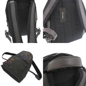 新品同様 ドルチェアンドガッバーナ リュック デイパック 幾何学模様 ドラゴン 龍 ナイロン レザー ブラック 0957【中古】DOLCE&GABBANA