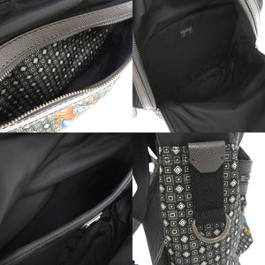 新品同様 ドルチェアンドガッバーナ リュック デイパック 幾何学模様 ドラゴン 龍 ナイロン レザー ブラック 0957【中古】DOLCE&GABBANA