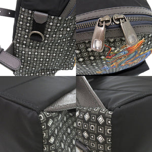 新品同様 ドルチェアンドガッバーナ リュック デイパック 幾何学模様 ドラゴン 龍 ナイロン レザー ブラック 0957【中古】DOLCE&GABBANA