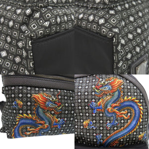 新品同様 ドルチェアンドガッバーナ リュック デイパック 幾何学模様 ドラゴン 龍 ナイロン レザー ブラック 0957【中古】DOLCE&GABBANA