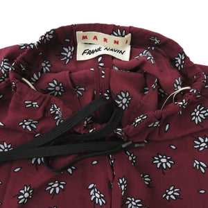 新品同様 マルニ Frank Navin フランクナヴィン コラボ 総柄 シルク サイズ38 ボルドー パンツ 0958【中古】MARNI