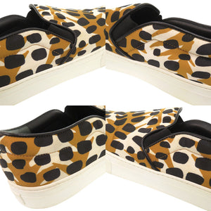 新品同様 セリーヌ フィービー アニマル柄 サイズ42 ナイロン ブラウン スリッポン 0962【中古】CELINE