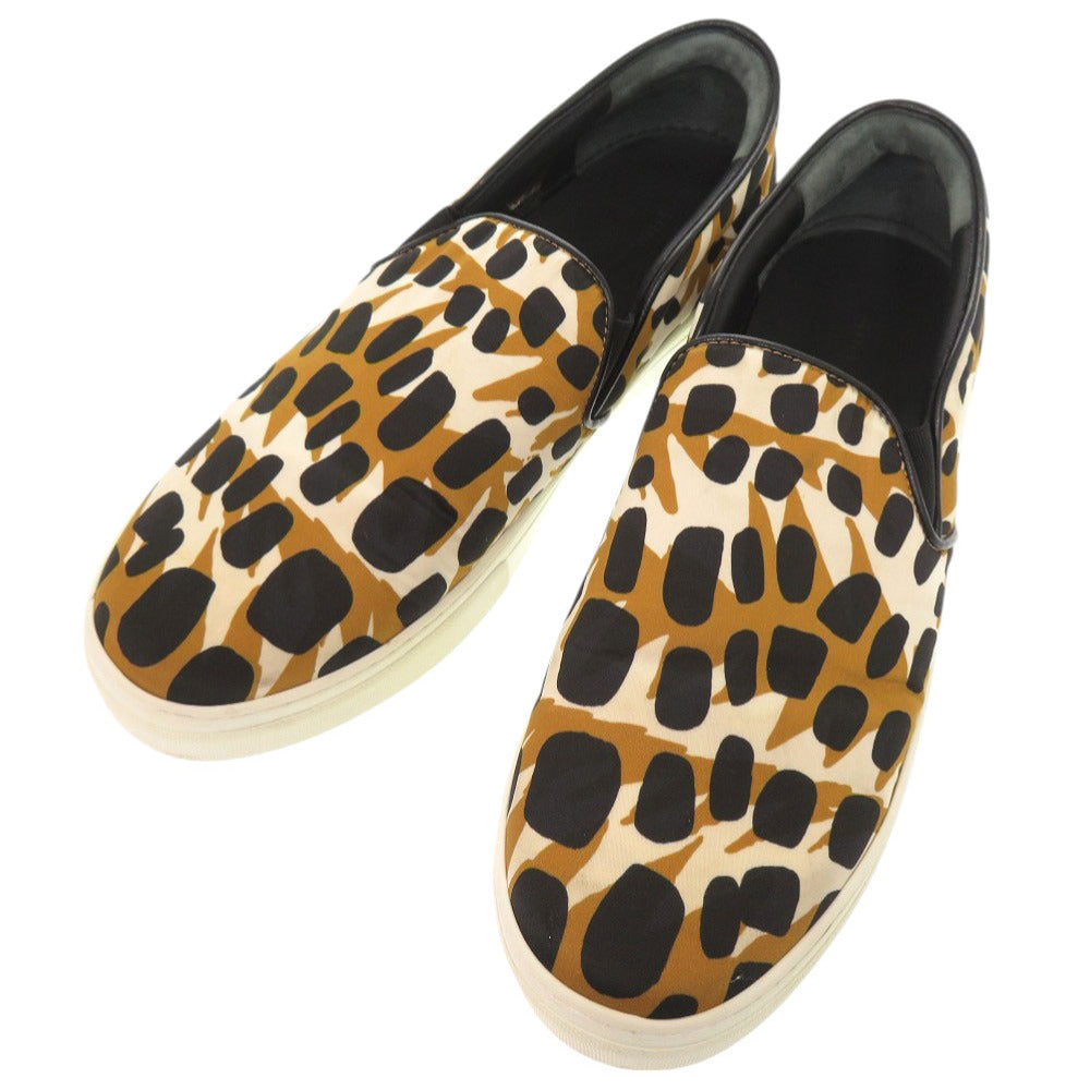 新品同様 セリーヌ フィービー アニマル柄 サイズ42 ナイロン ブラウン スリッポン 0962【中古】CELINE