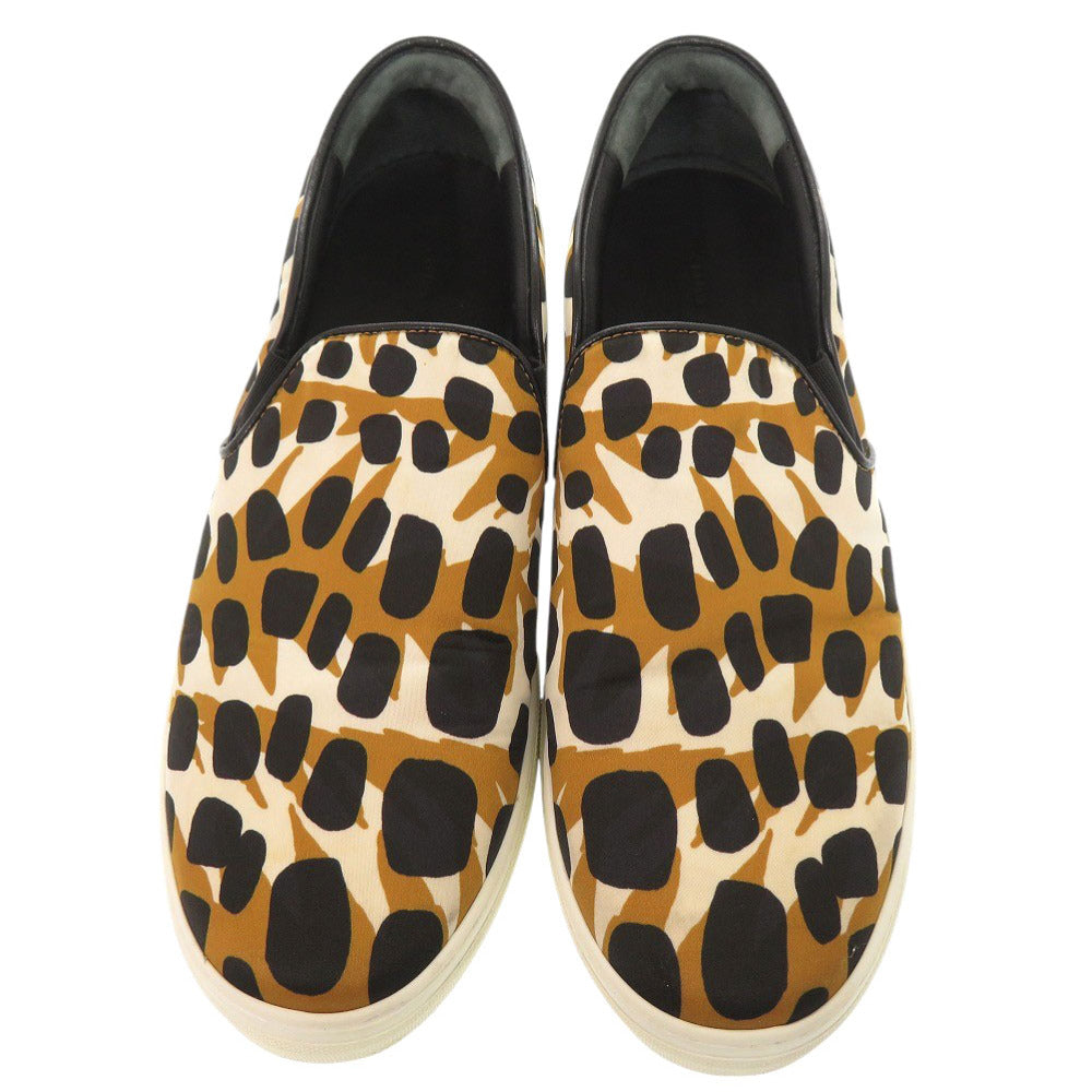 新品同様 セリーヌ フィービー アニマル柄 サイズ42 ナイロン ブラウン スリッポン 0962【中古】CELINE