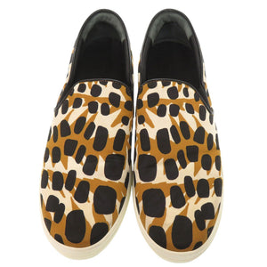 新品同様 セリーヌ フィービー アニマル柄 サイズ42 ナイロン ブラウン スリッポン 0962【中古】CELINE