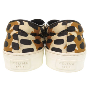 新品同様 セリーヌ フィービー アニマル柄 サイズ42 ナイロン ブラウン スリッポン 0962【中古】CELINE