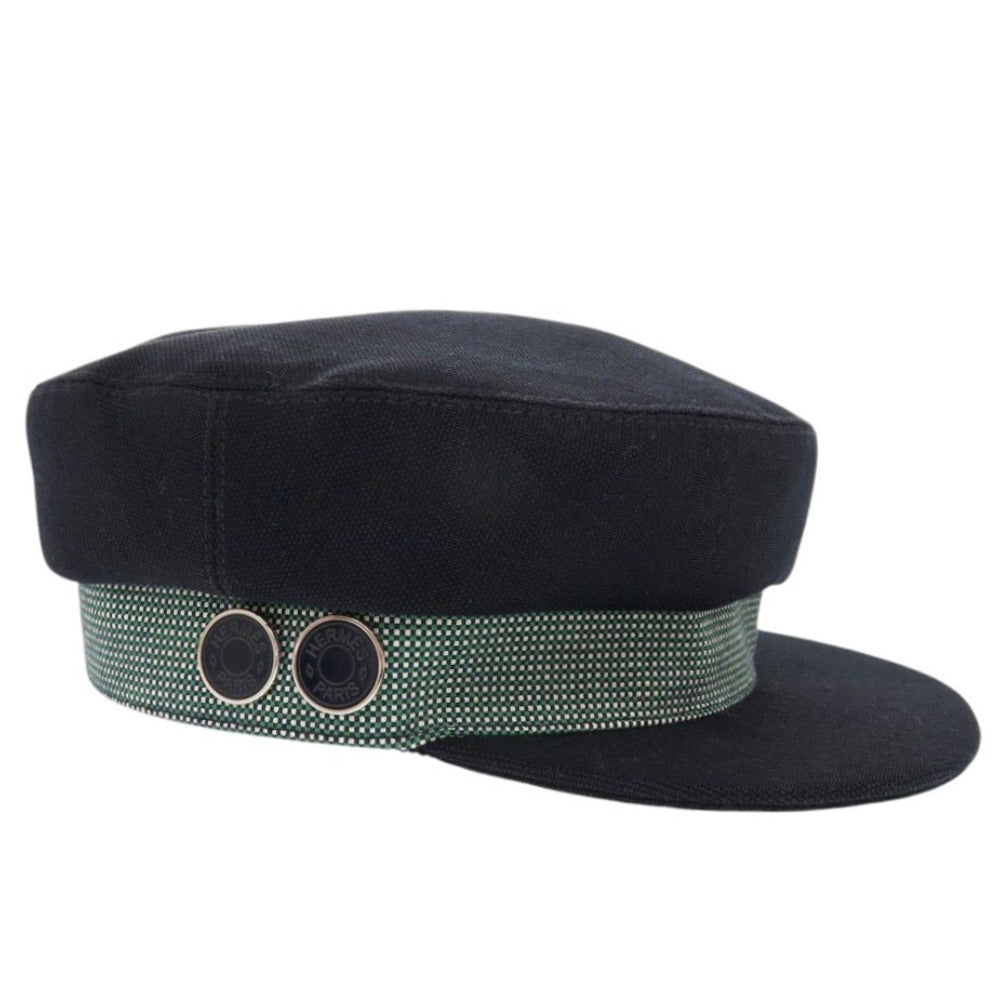 未使用 エルメス カヴァル セリエボタン キャスケット ブルーニュイ コットン ネイビー 0963【中古】HERMES