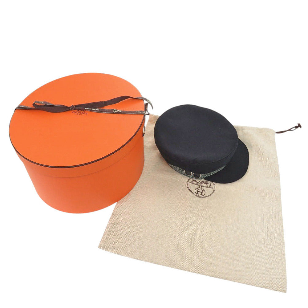 未使用 エルメス カヴァル セリエボタン キャスケット ブルーニュイ コットン ネイビー 0963【中古】HERMES